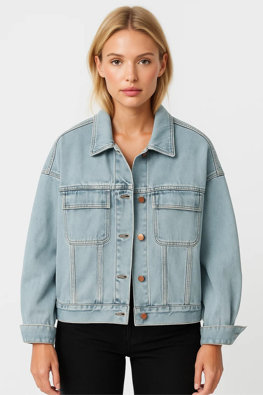 Chaqueta de Denim Boxy | Diseño Minimalista con Corte Recto | Ideal para la Temporada de Transición