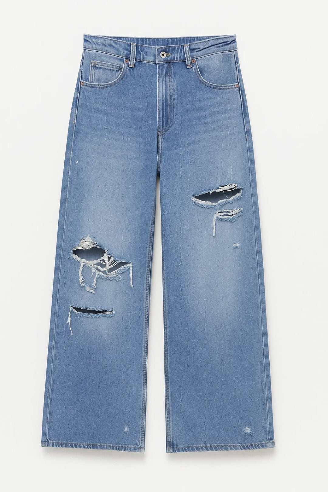 Jeans para Mujeres | Corte Amplio con Detalles Desgastados | Estilo Urbano Casual