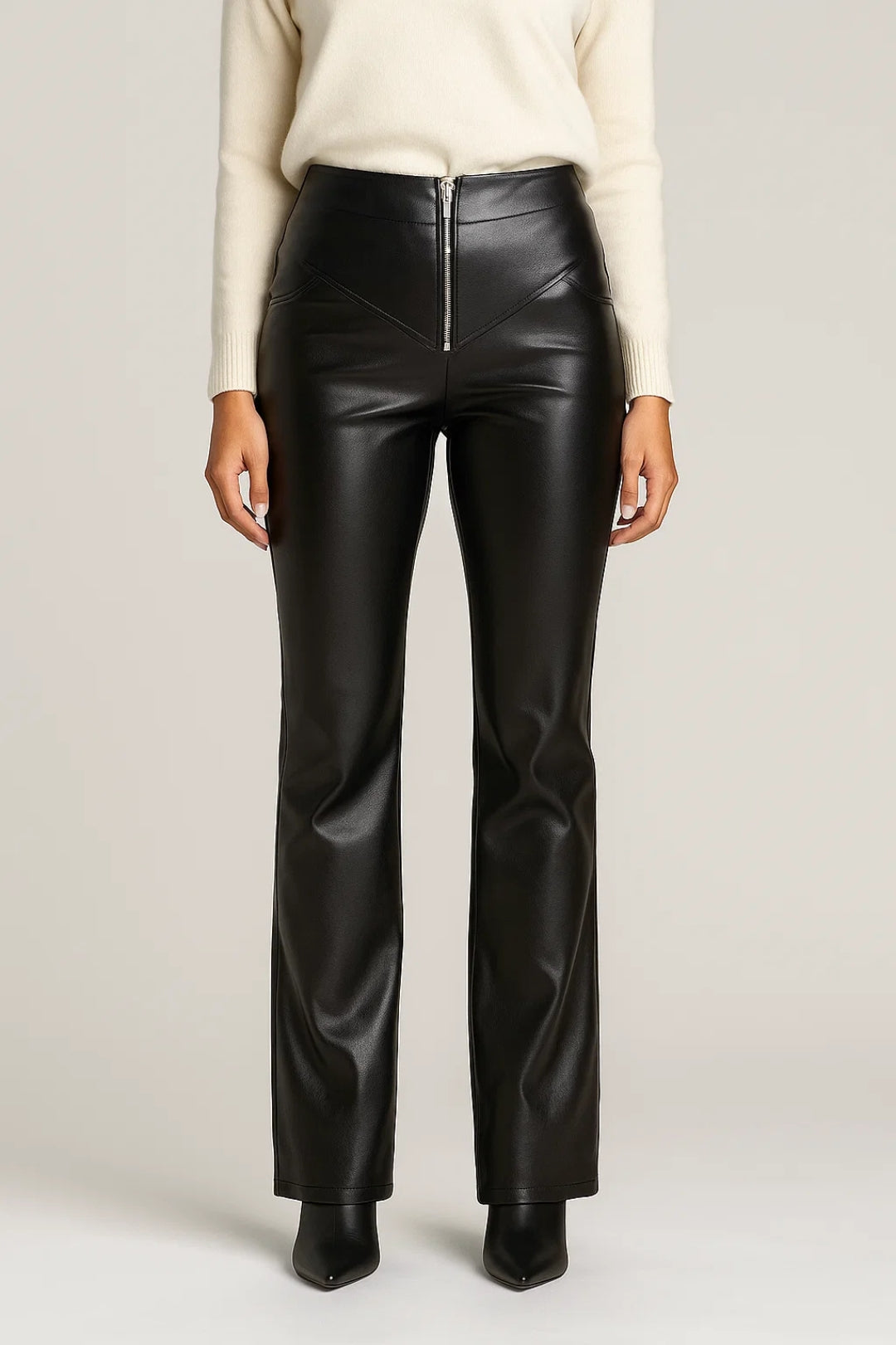 Pantalones de mujer | Cintura alta, perneras acampanadas y detalle de cremallera | Elegante y audaz para el otoño