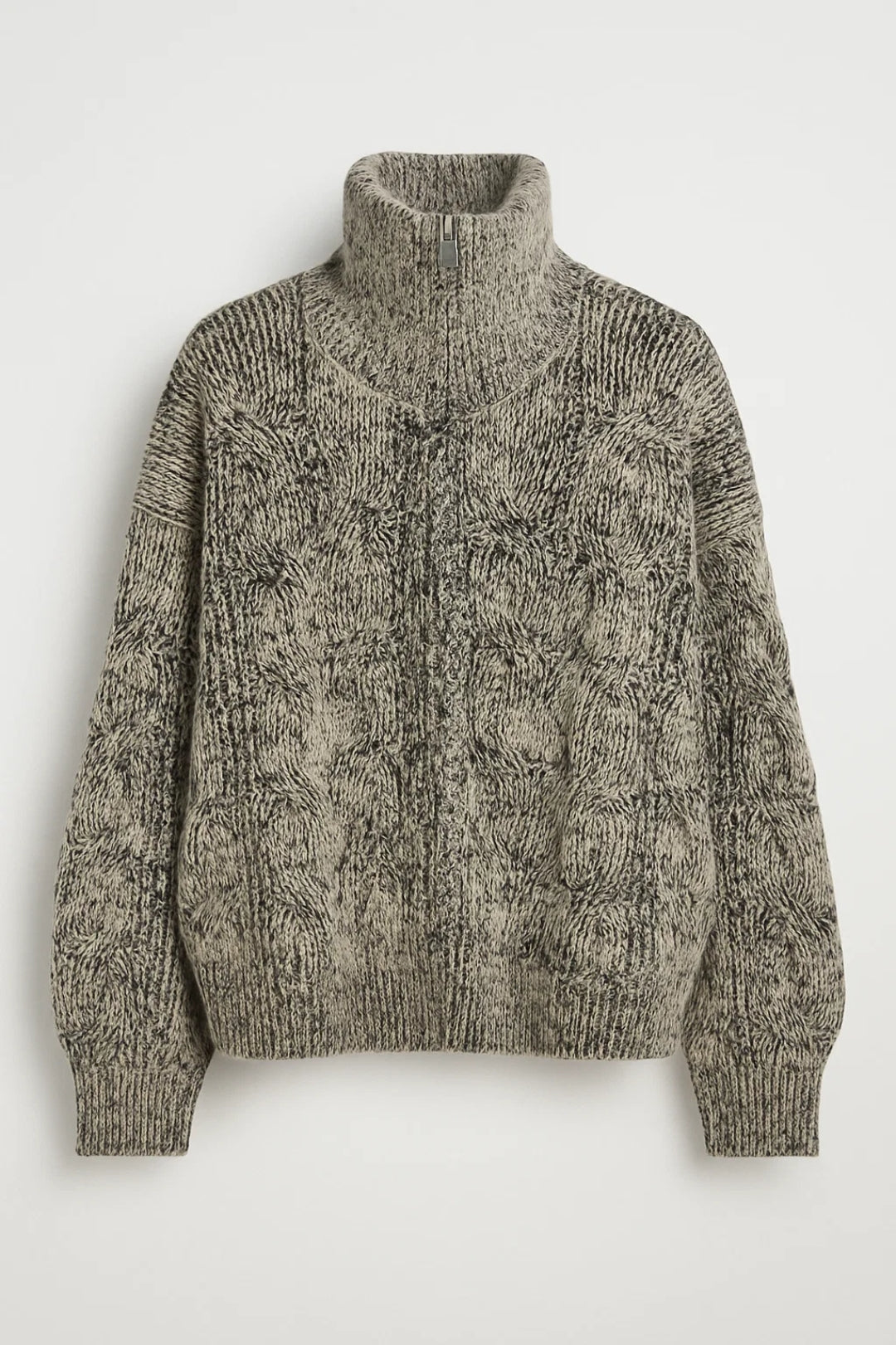 Suéter de punto grueso para mujeres | Ajuste relajado con cuello de cremallera | Cálido y cómodo