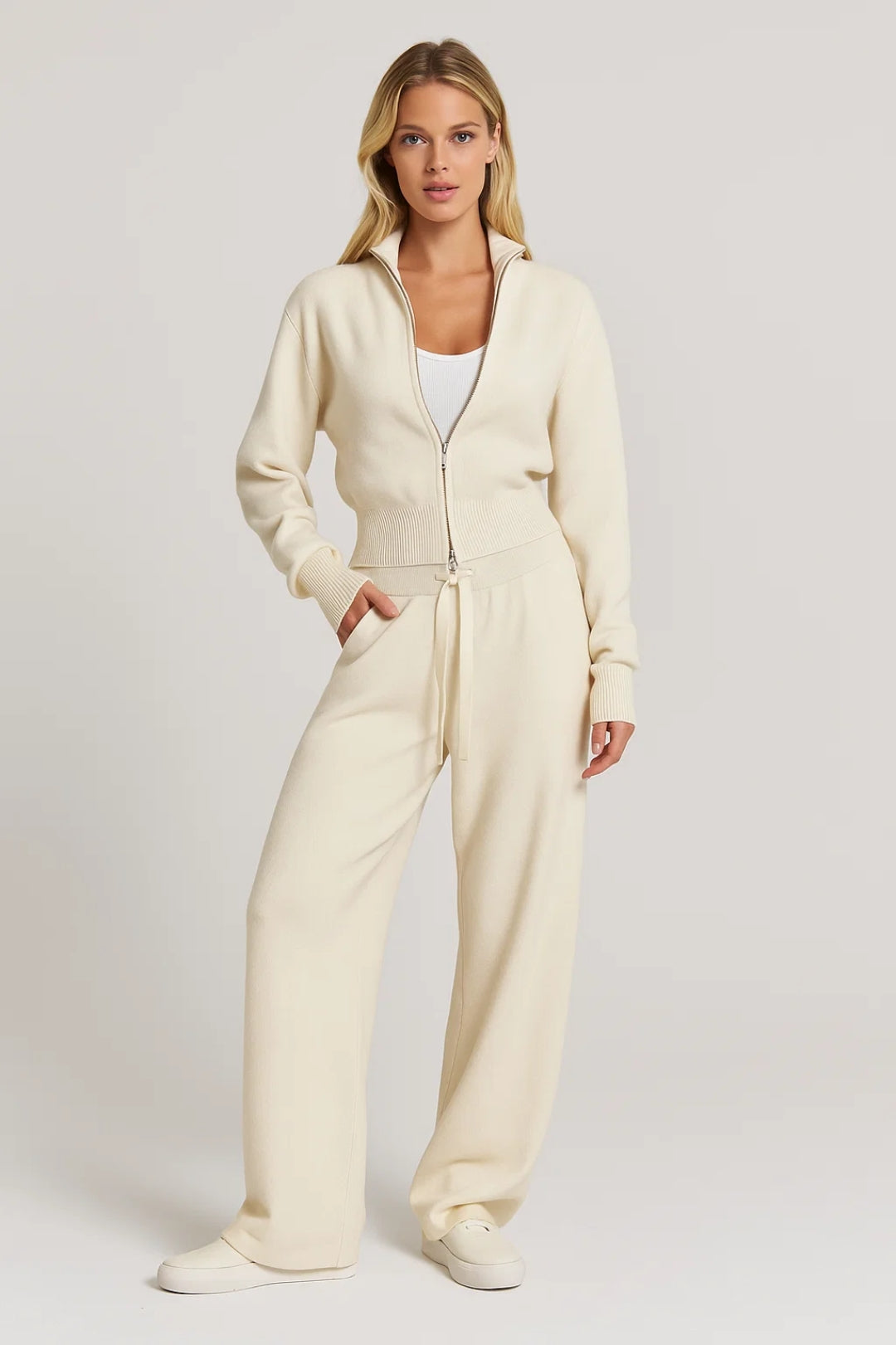 Conjunto de Ropa de Casa | Camisa con Cremallera y Pantalones Anchos | Comodidad para Dentro y Fuera