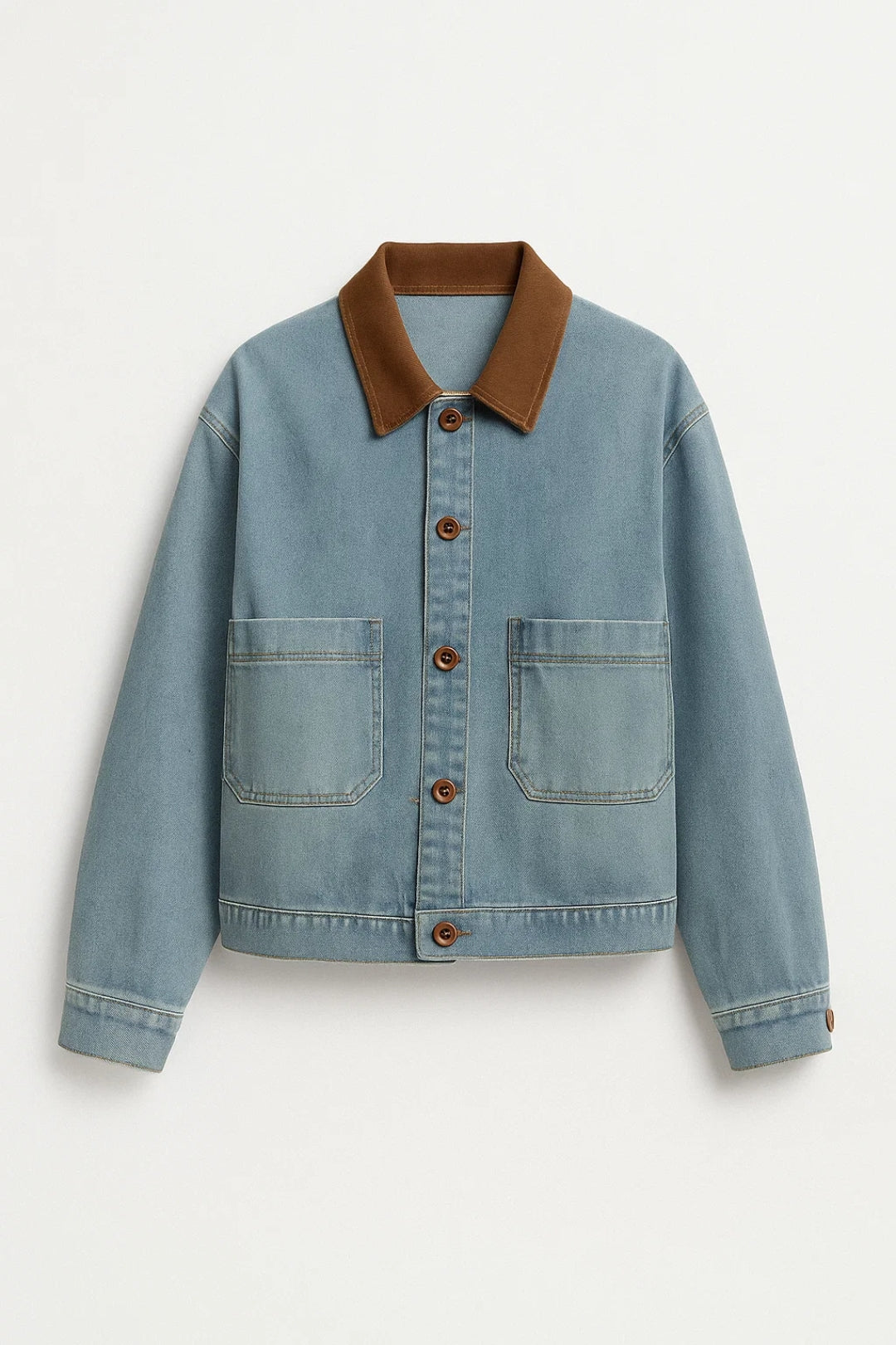 Chaqueta de Denim Oversize | Estilo relajado con cuello de color contrastante | Ideal para capas
