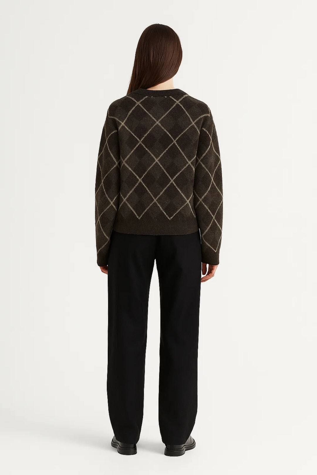 Suéter de Mujer | Patrón Cuadriculado Clásico y Cuello Redondo | Elegante y Cómodo