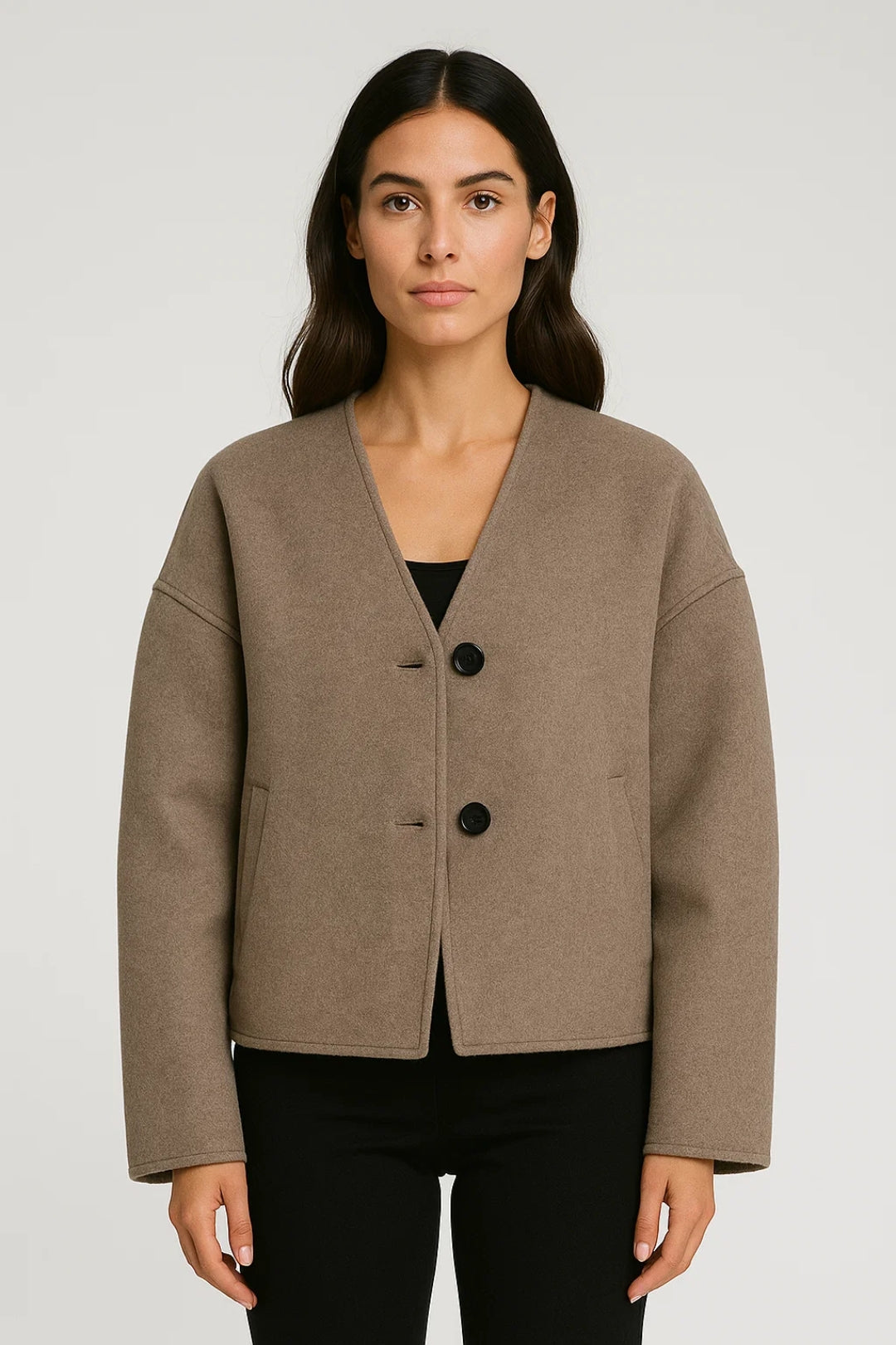 Colección Corto de Jassen | Chaqueta de Mujer con Escote en V y Cierre de Botones | Ligera y Transpirable