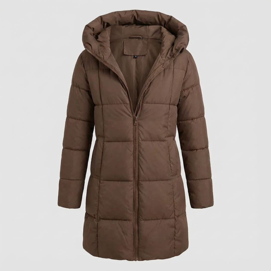 Marisol | Chaqueta larga y ligera acolchada con capucha