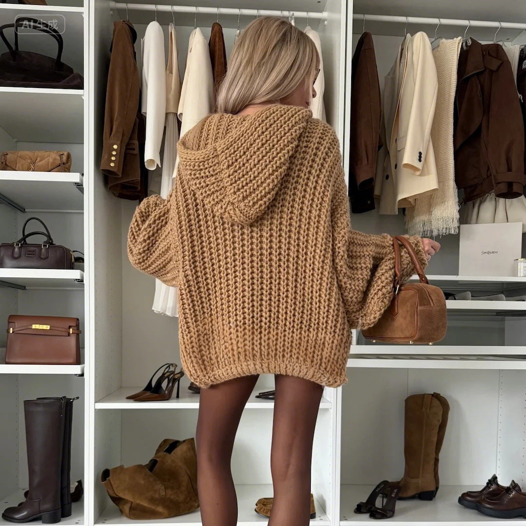 Lucía | Cárdigan de Punto con Capucha
