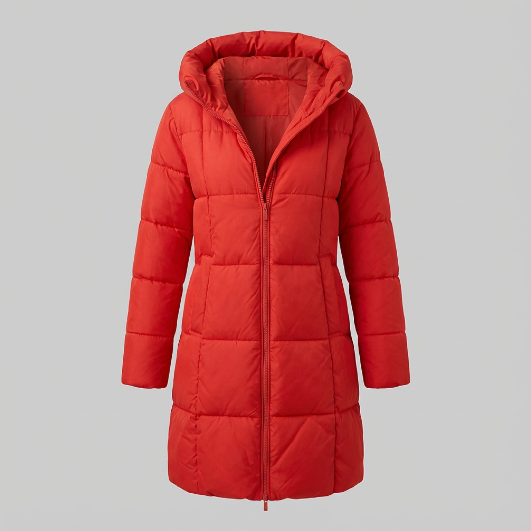 Marisol | Chaqueta larga y ligera acolchada con capucha