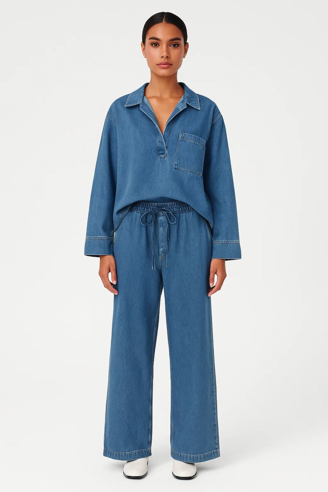 Conjunto de Denim | Corte Casual y Cremallera | Look Urbano Cómodo