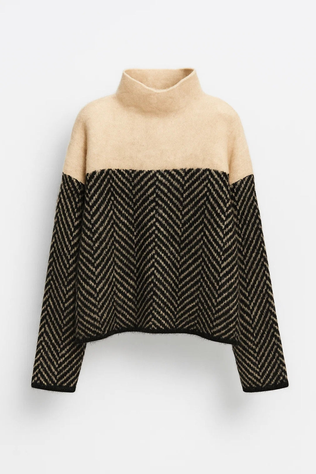Suéter | Cuello alto | Patrón moderno de chevron