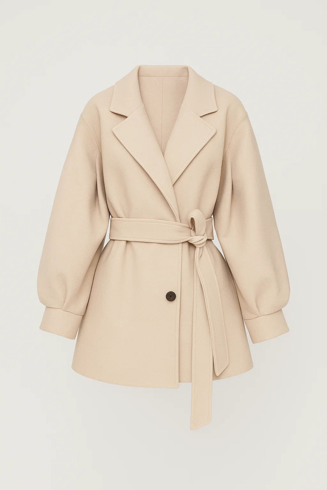 Chaqueta Detallada para Mujeres | Cinturón & Mangas Abullonadas | Estilo Otoñal Elegante