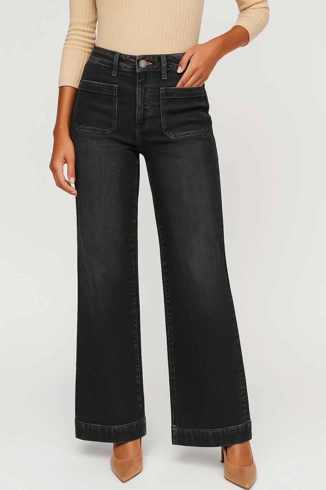 Jeans de Cintura Alta | Piernas Rectas con Bolsillos | Comodidad Casual