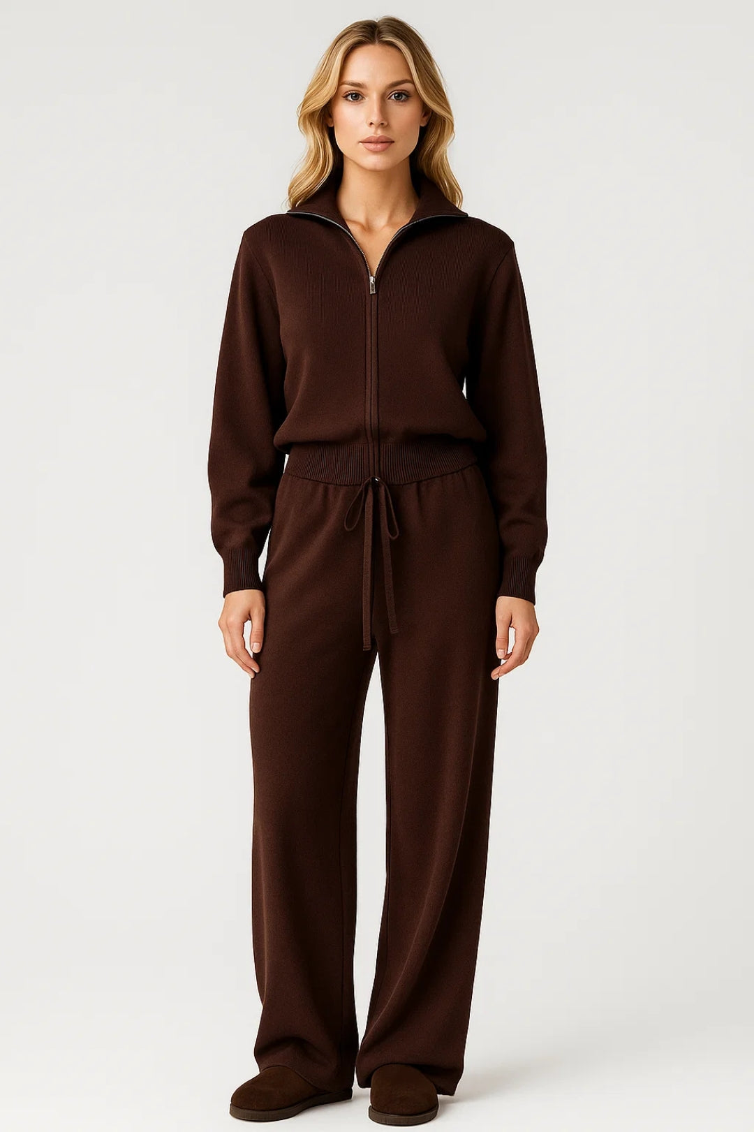 Conjunto de Ropa de Casa | Camisa con Cremallera y Pantalones Anchos | Comodidad para Dentro y Fuera