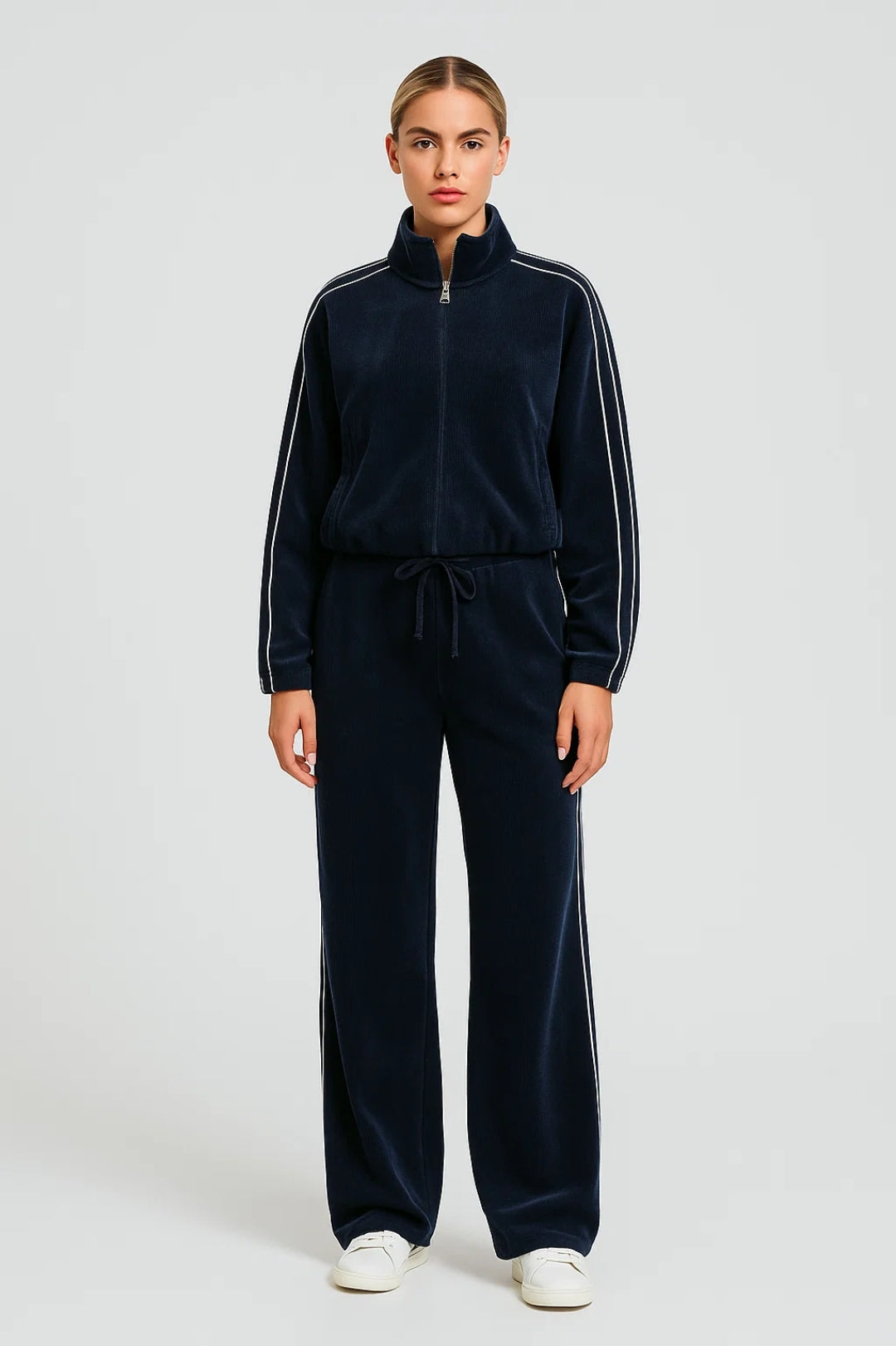 Conjunto de Entrenamiento para Mujeres de Dos Piezas | Look Deportivo de Terciopelo con Cremallera | Cómodo y Elegante