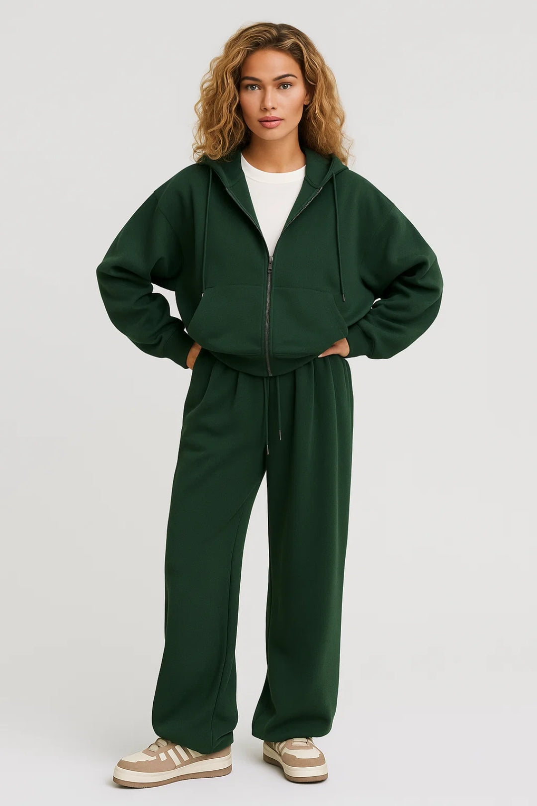 Conjunto de Lounge de Dos Piezas | Comodidad Relajada con Chaqueta con Cremallera y Pantalones de Chándal | Confort para el Hogar y el Exterior