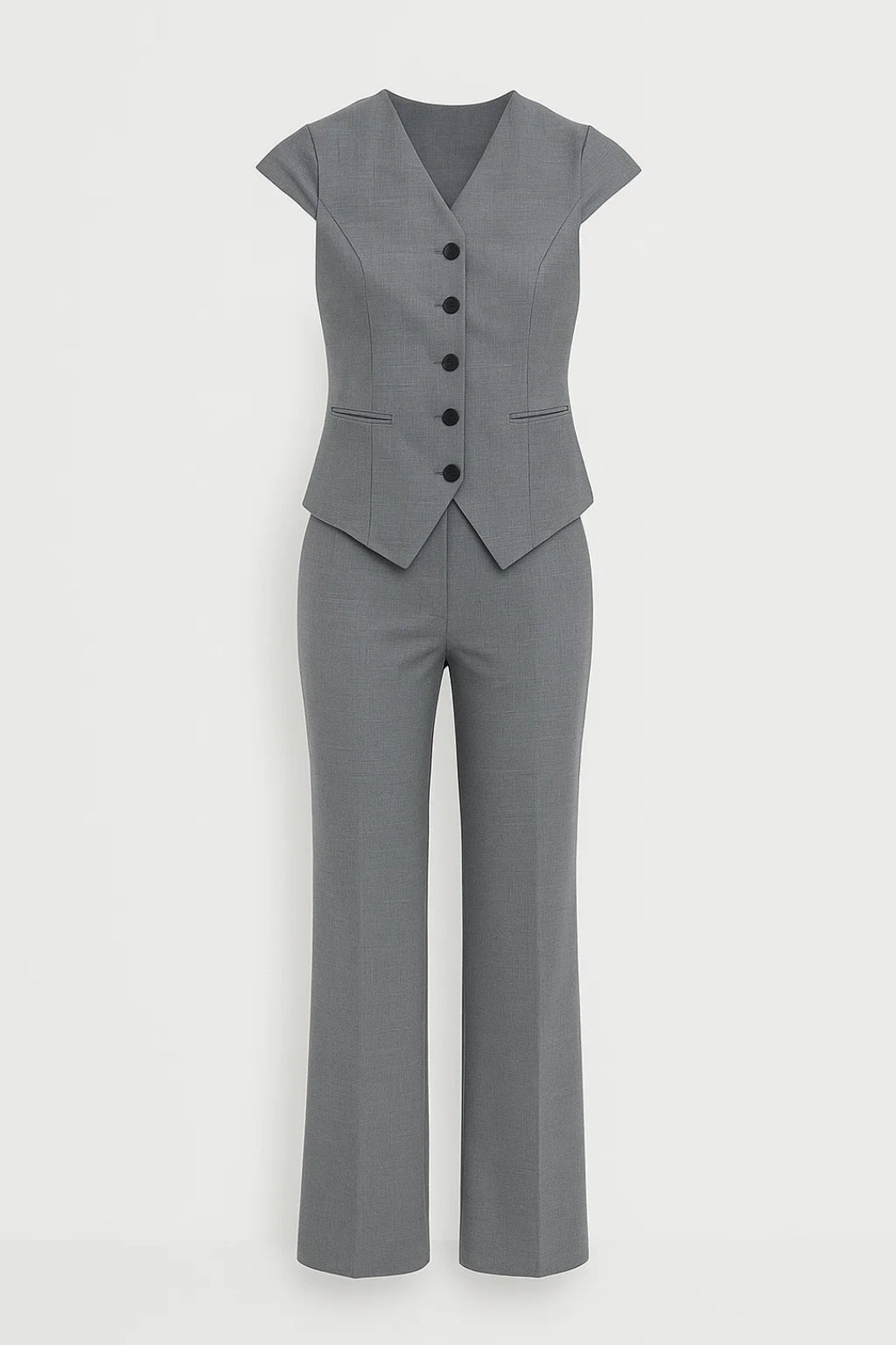 Conjunto de Dos Piezas para Mujeres | Camisa Ajustada de Manga Corta y Pantalones | Profesional y Sofisticado