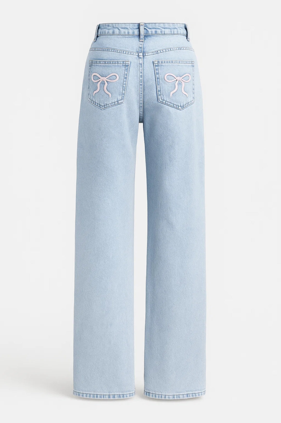 Pantalones Vaqueros de Pierna Ancha | Pantalones Juguetones con Estampado de Cereza | Cintura Alta