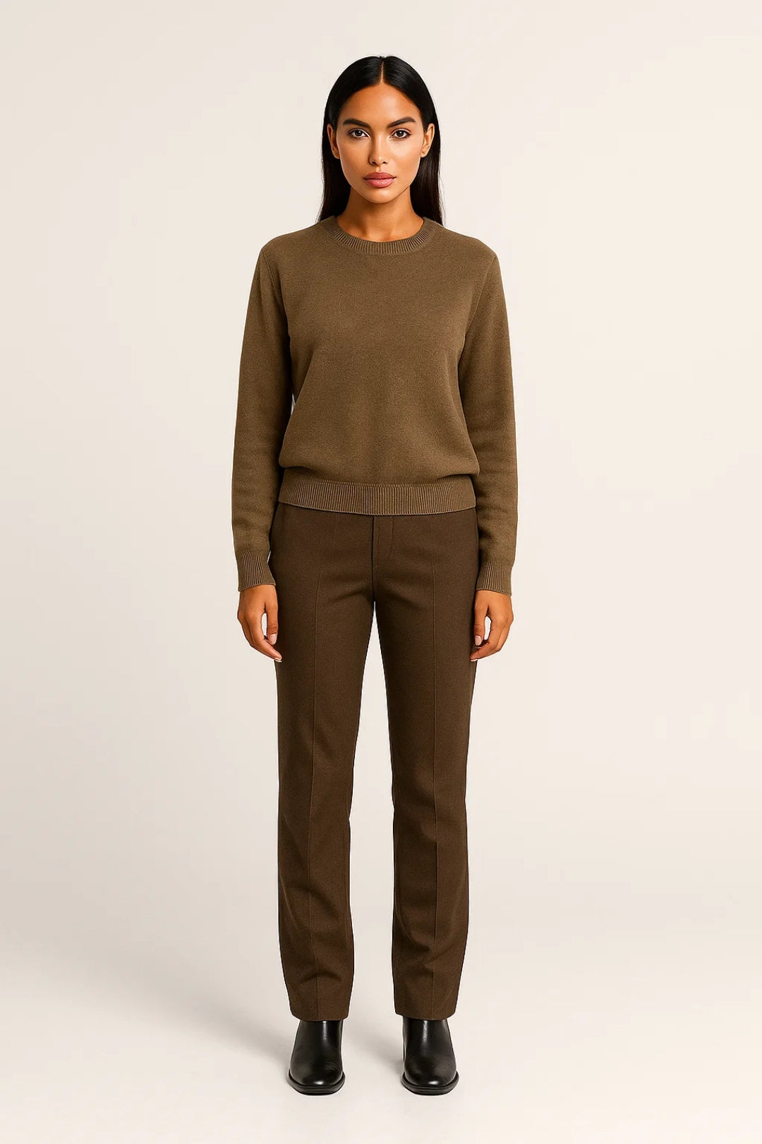 Suéter de punto para mujeres | Cuello redondo y bordes acanalados | Suave y atemporal