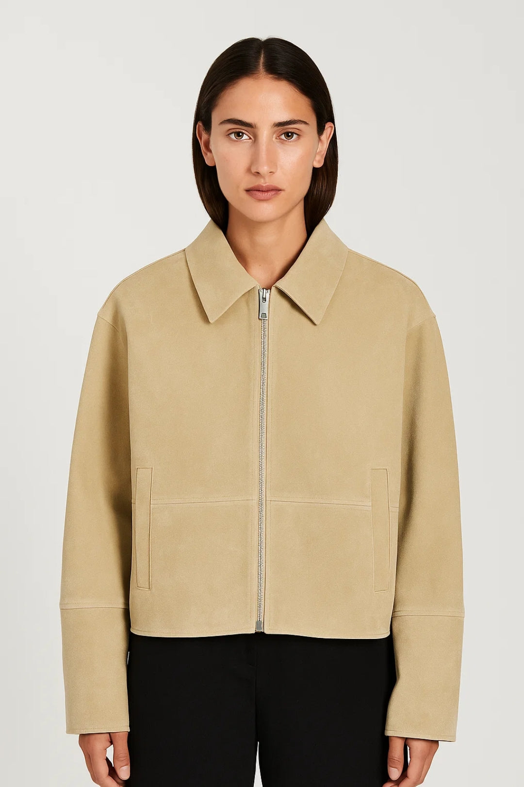 Chaqueta Corta para Mujeres | Corte Recto con Cremallera | Minimalista y Moderna